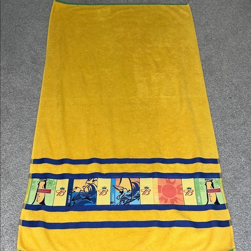 Vintage Budweiser Beer Retro Brazil Brasil Colors multicolor Beach Towel Soccer